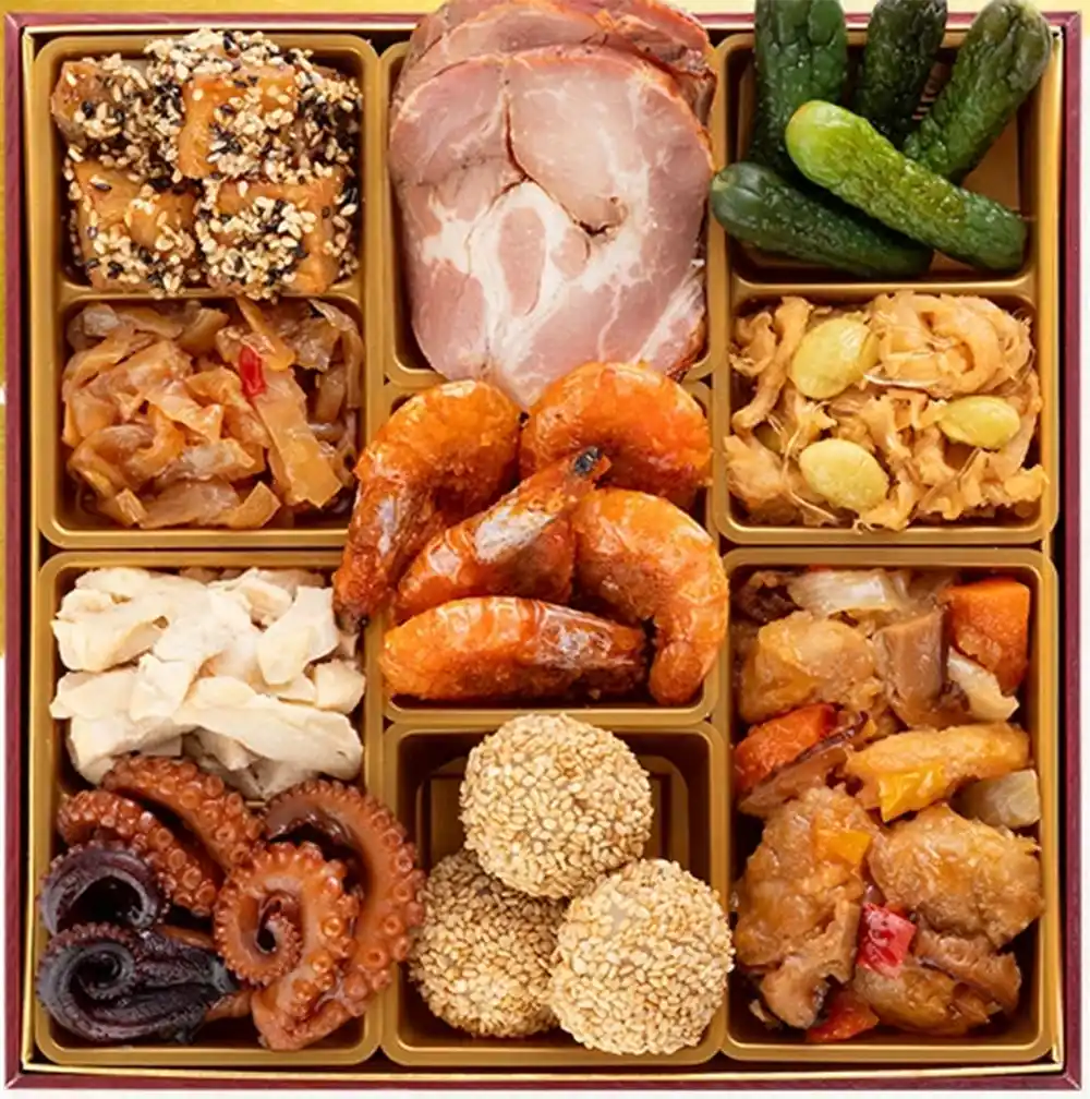 博多久松の御節「初赤重」2025年御重３ズーム