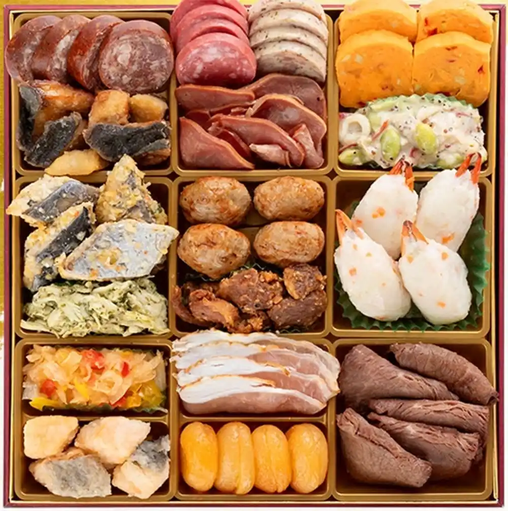 博多久松の御節「祝赤重」2025年御重２ズーム